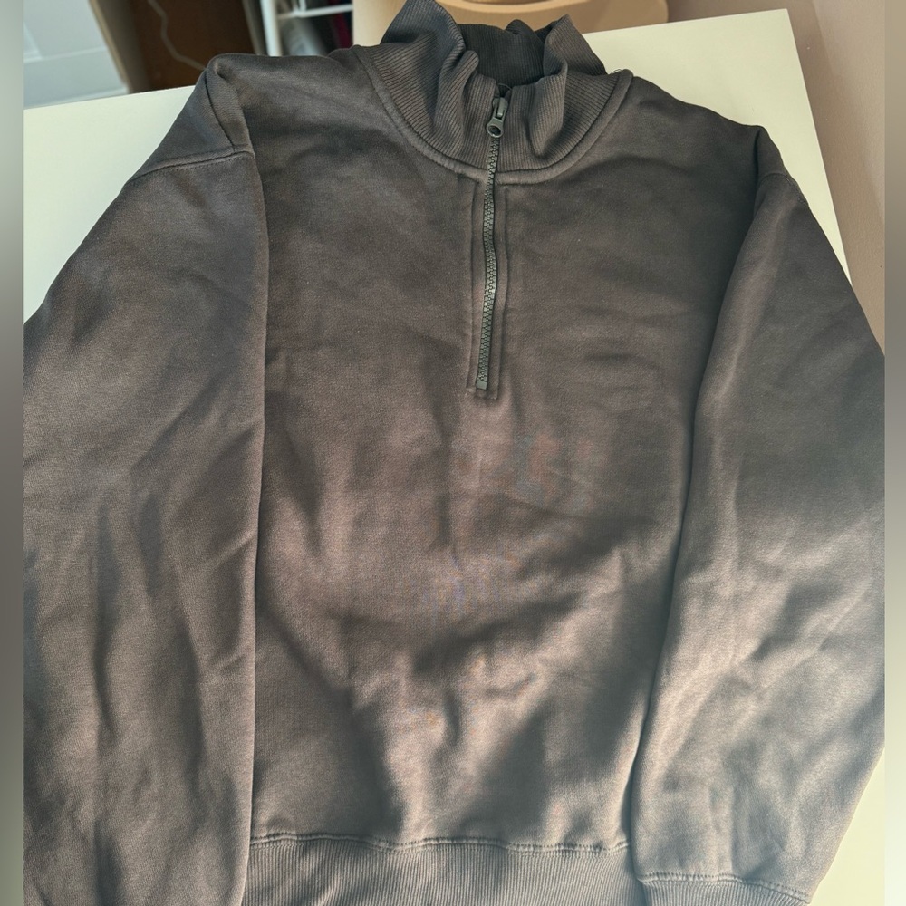 Zara Kids grey mock neck quarter zip sweater